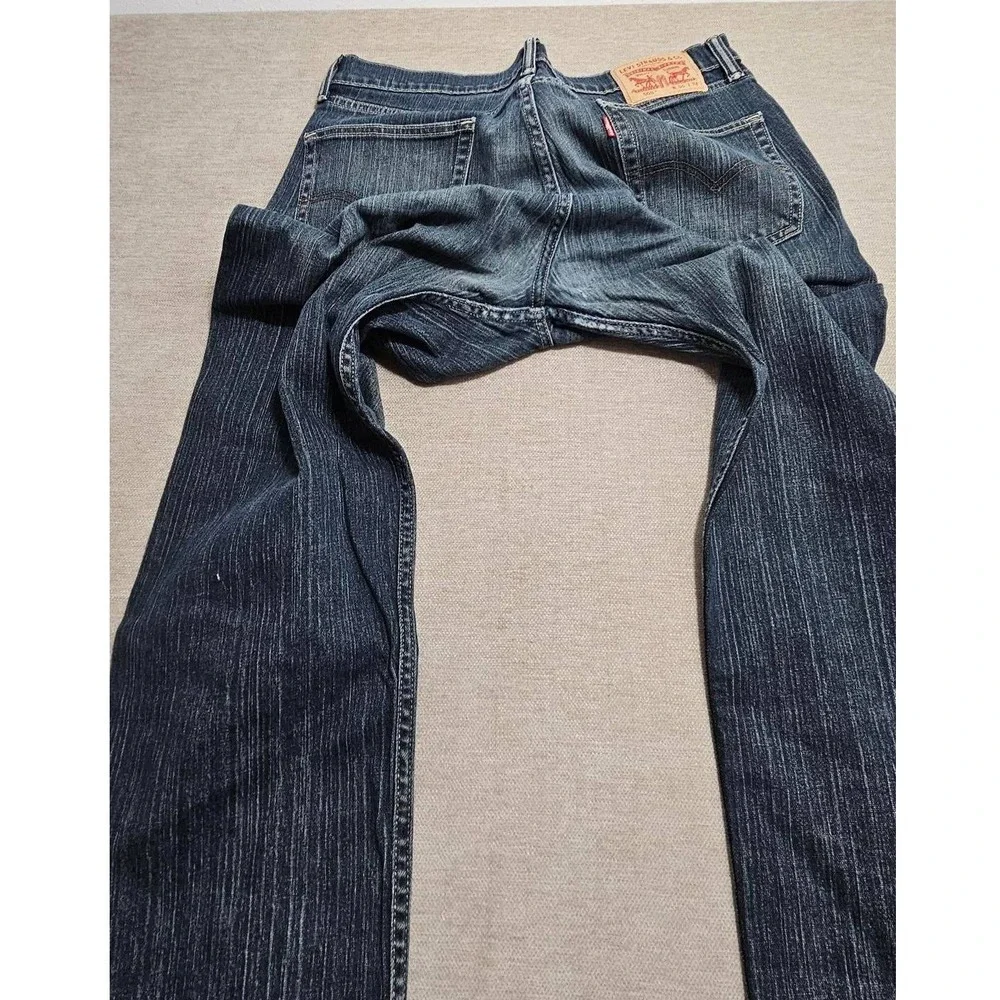 Levis 505 Regular Fit Straight Leg Jeans Blue Slub Denim Mens 34x31 Cut Off Hem*